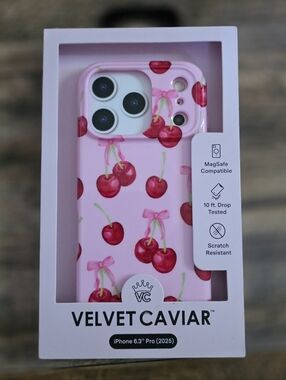 Velvet Caviar Pink Cherry Print iPhone 17 Pro Case